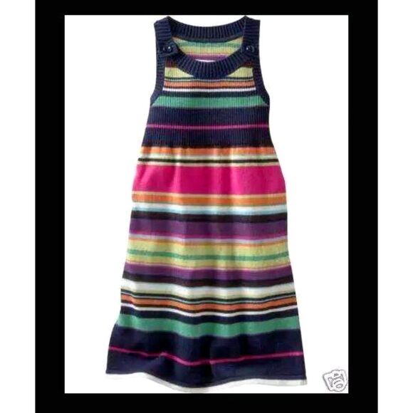 NEW Gap Kids navy pink green aqua blue striped sweater jumper tank dress XS 4 5